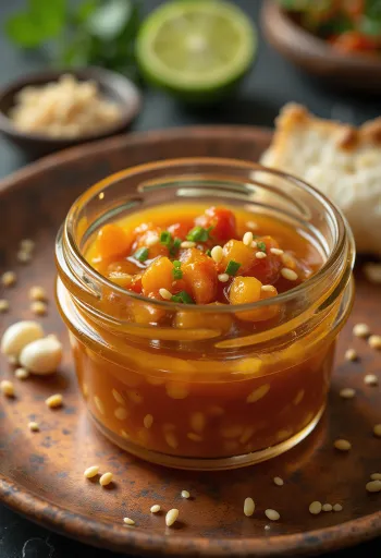 Szezámos chili-lime szósz tálalva