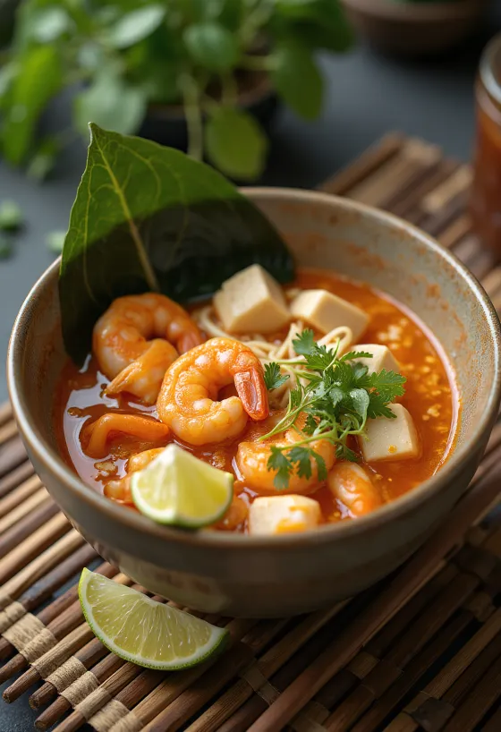 Tom Yum Ramen tálalva csípős-savanyú fúziós stílusban