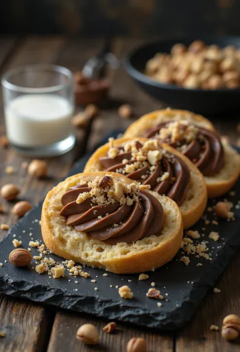 Turrón szeletek Nutellával és mogyoróval díszítve