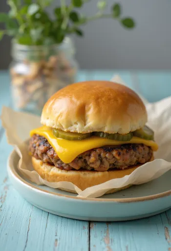 Vegán sajtos burger friss zöldségekkel