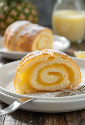 Bolo de Rolo ananásszal, ananász lekvárral töltött tekercs szeletek