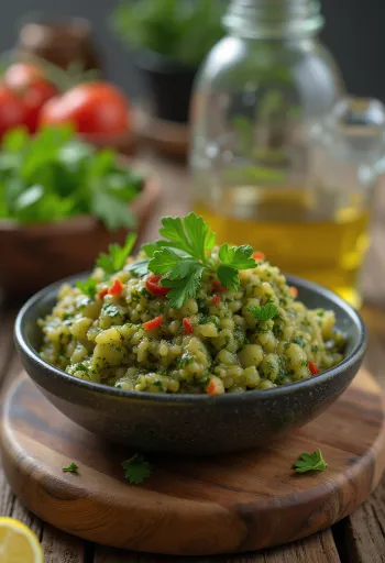 Chimichurri szósz tálalva grillezett ételekkel