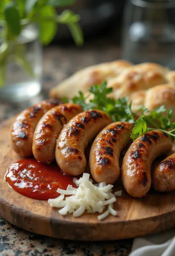 Cevapcici balkáni húsos rudacskák tálalva