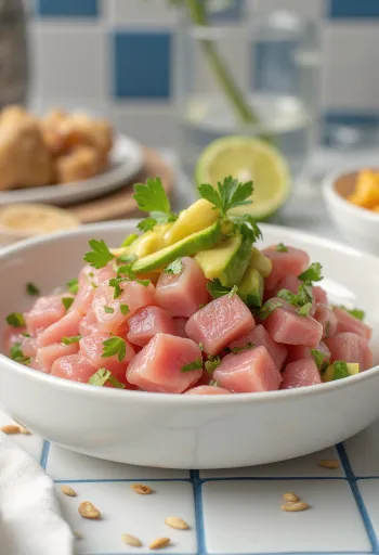Ceviche de Atún tálalva lime-lével és avokádóval