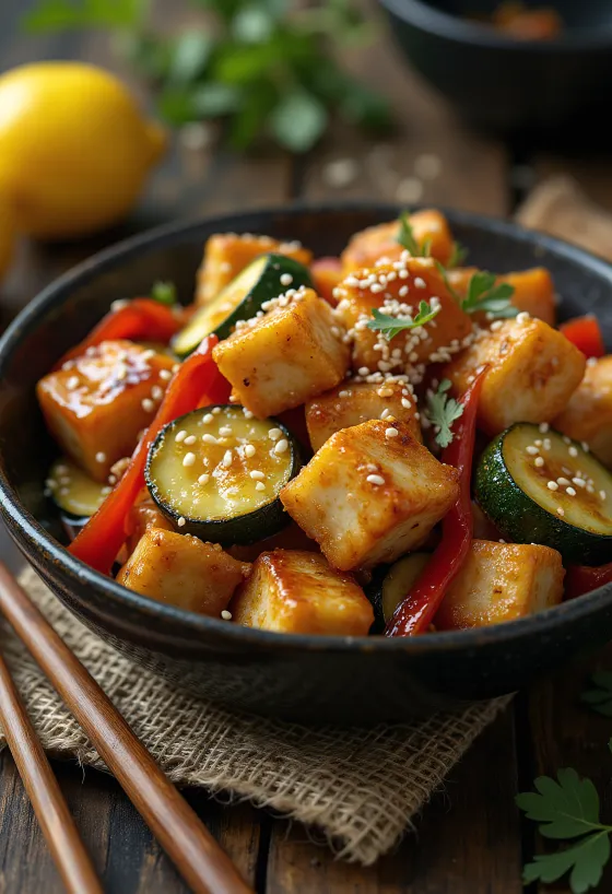 Fokhagymás sült tofu wokban