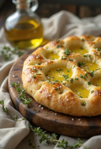 Francia provence-i fűszeres focaccia tálalva