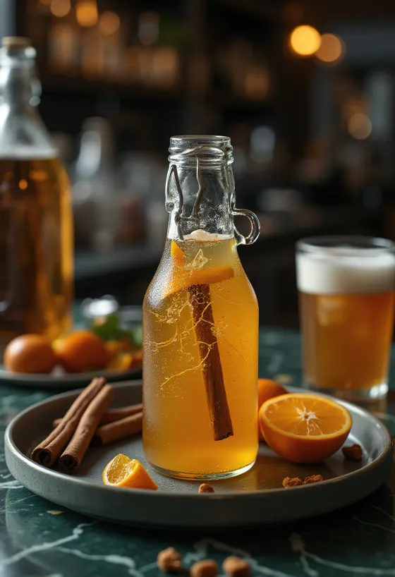 Fűszeres cider üvegben tálalva