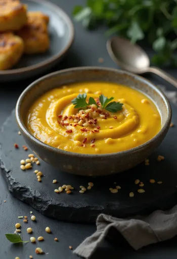 Szezámos curry szósz tálalva