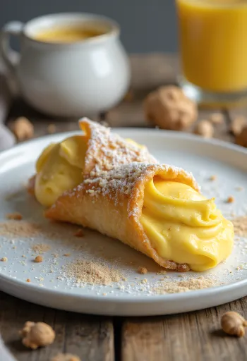 Tojáslikőrös cannoli tálalva