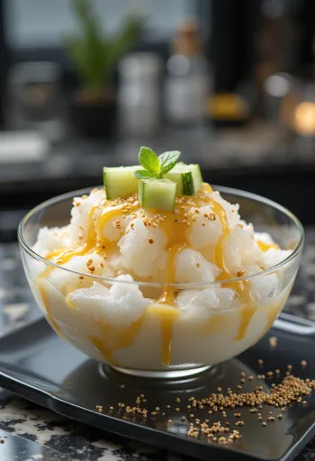 Yachae Bingsu friss zöldségekkel és gyümölcsökkel, jég alapú koreai desszert