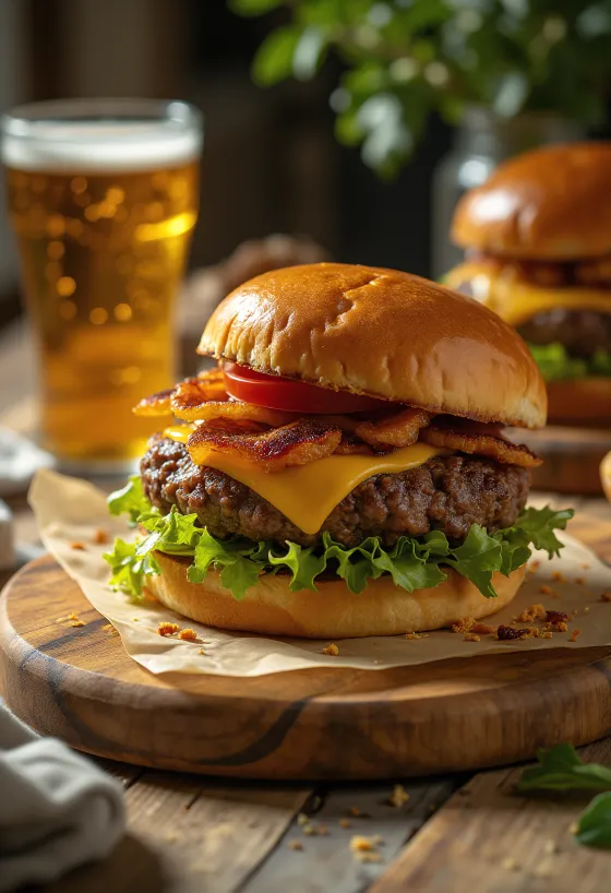 A Ház Hamburgere ropogós pancettával és grillezett hagymával
