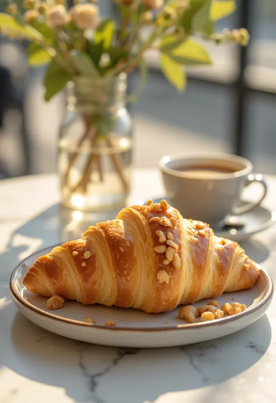 Frissen sült ausztrál macadamia diós croissant