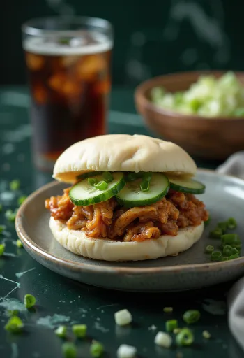 BBQ sertéshúsos bao bun étel tálalva