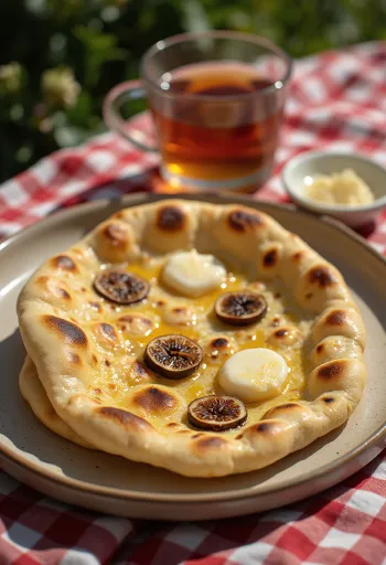 Fügés naan kenyér tálalva