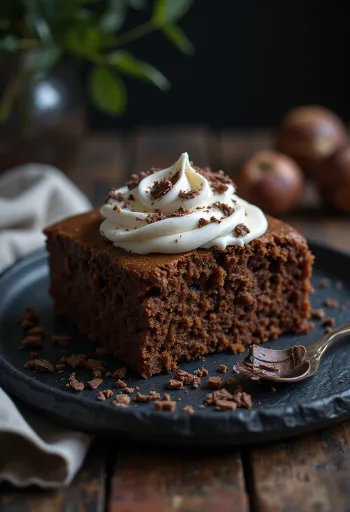 Gluténmentes gesztenyés torta tálalva