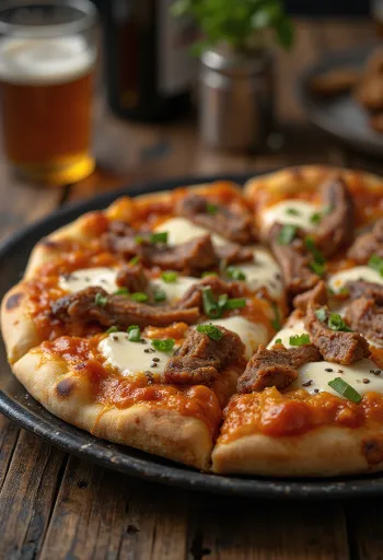Korean Bulgogi Pizza marhahússal és gochujang szósszal