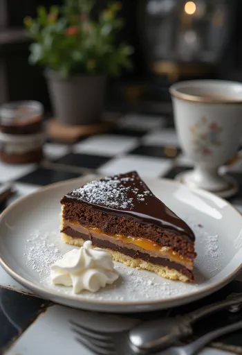 Sacher torta tálalva