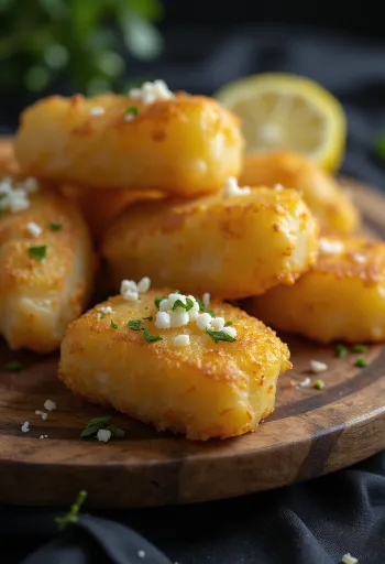Yuca Frita fokhagymás szósszal, petrezselyemmel tálalva