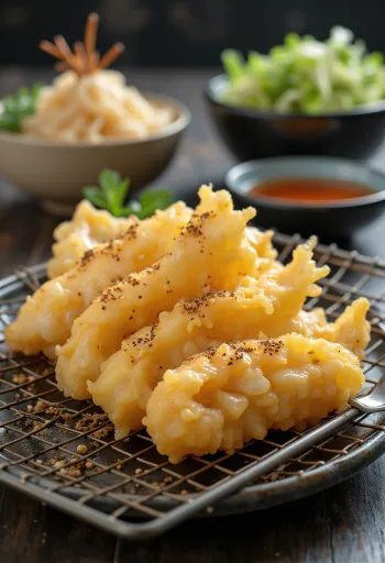 Anago tempura, frissen tálalva