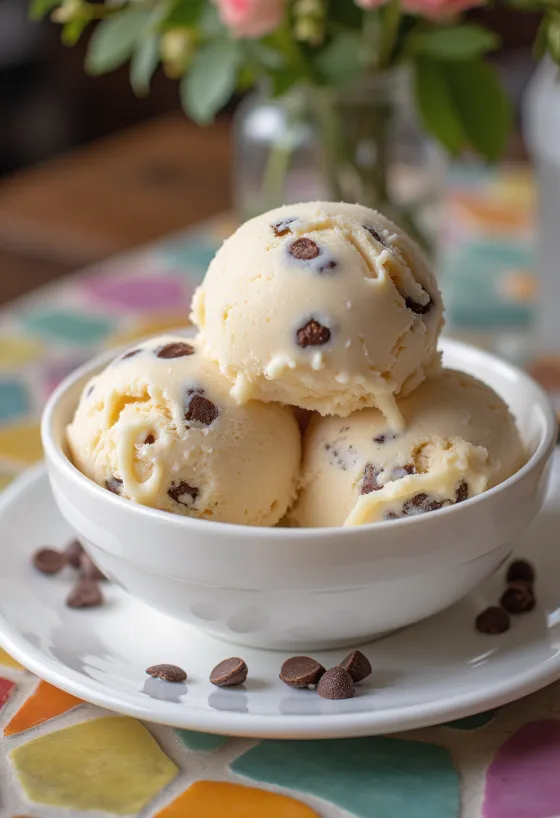 Baskin-Robbins Chocolate Chip fagylalt tálalva