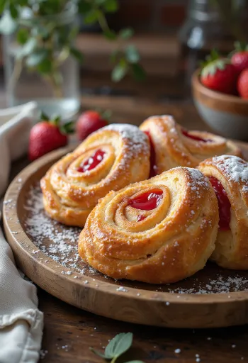 Bolo de Rolo eperrel, eper lekvárral töltött tekercs szeletek