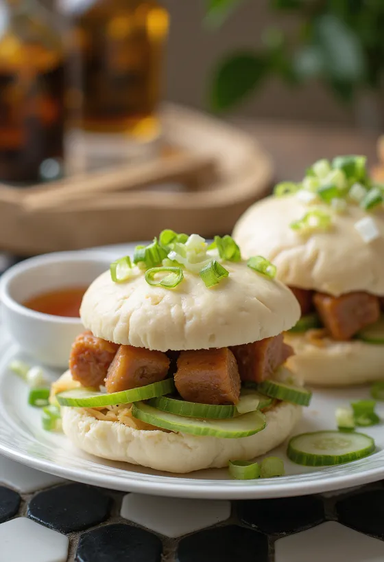 Chorizós bao bun étel tálalva