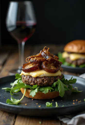 Francia stílusú burger tálalva