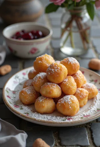Fried Ponchiki orosz fánk tálalva