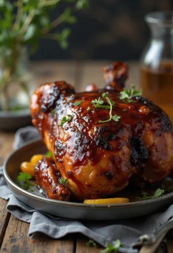 Füstölt BBQ csirke bourbon szósszal tálalva