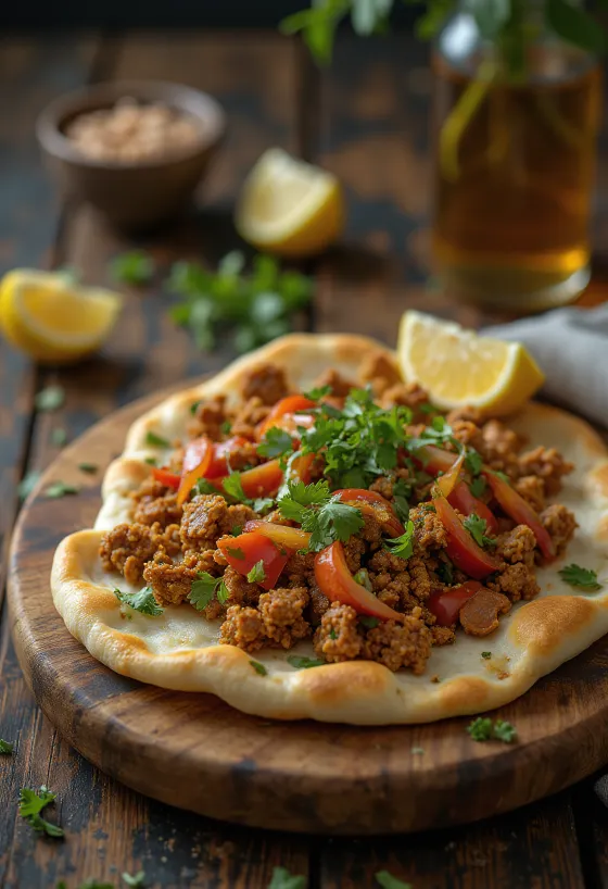Lahmacun tálalva