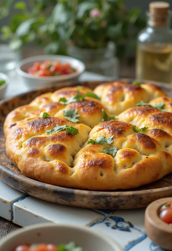 Mexikói fűszeres focaccia tálalva