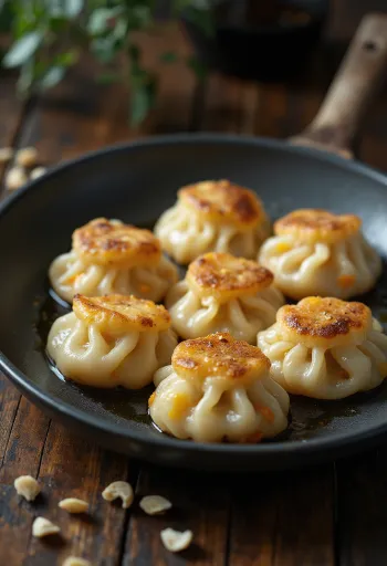 Paleo mandulalisztes dumpling tálalva