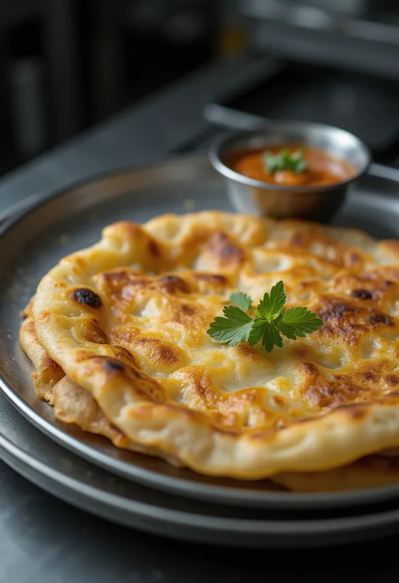 Roti Prata szingapúri laposkenyér frissen sütve