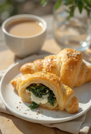 Spenótos-fetás croissant tálalva
