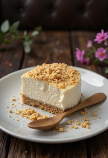 Zabkekszes sajttorta szeletekkel tálalva