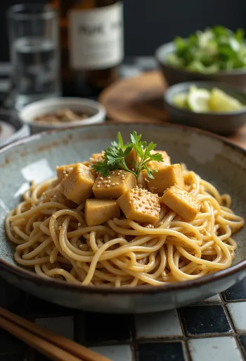 Zaru soba miso szósszal, frissen tálalva