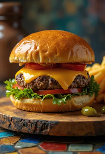 Angus marhahúsos hamburger friss hozzávalókkal