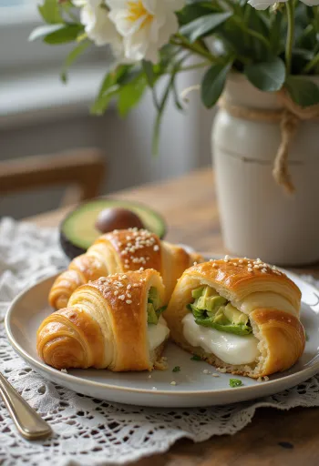 Avokádós croissant tálalva