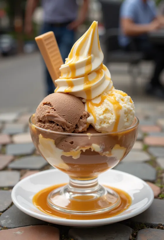 Baskin-Robbins Gold Medal Ribbon fagylalt tálalva