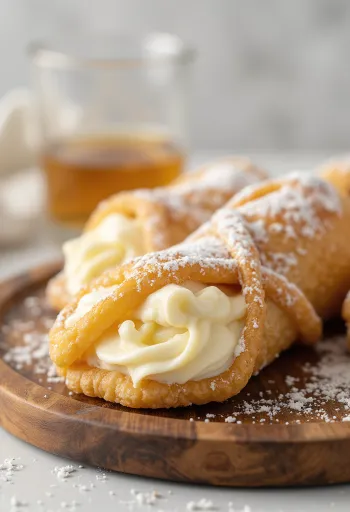 Bourbon vaníliás cannoli tálalva