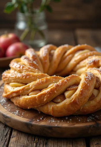 Kringle almás-fahéjas töltelékkel, frissen sült, aranybarna tésztában