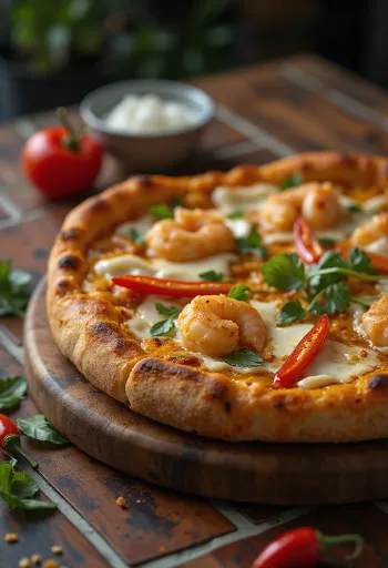 Laksa pizza maláj fűszerekkel és rákokkal