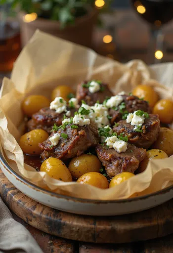 Lamb Kleftiko, görög lassan sült bárányhús zöldségekkel