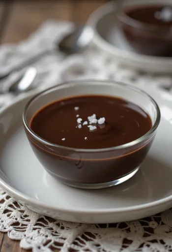 Manjar de chocolate csokoládéval tálalva, krémes textúrával és csokoládé reszelékkel díszítve