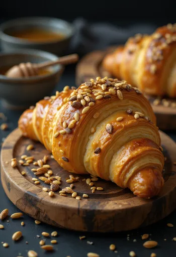 Napraforgómagos croissant tálalva