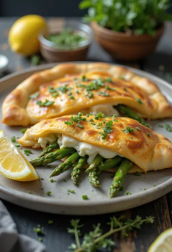 Spárgás calzone tálalva