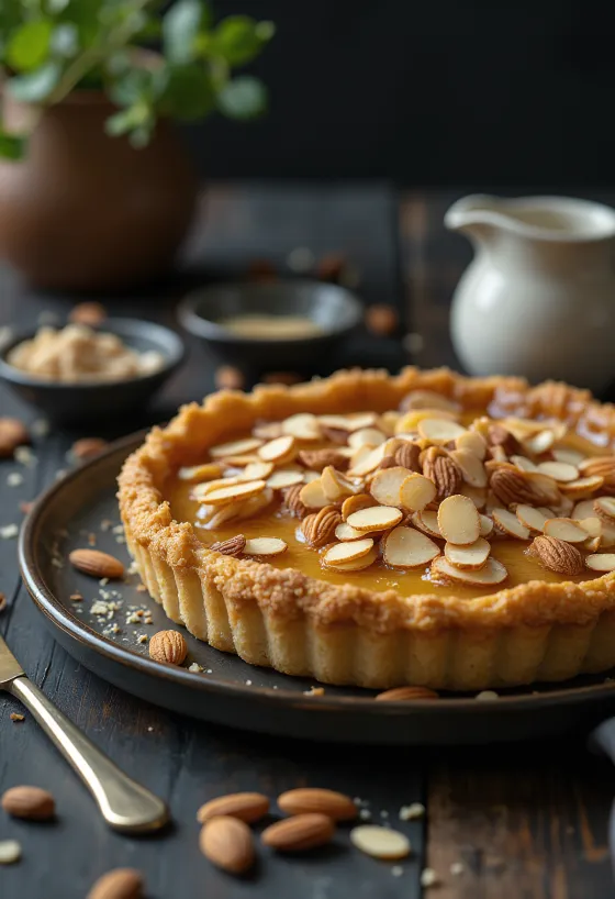 Treacle Tart Mandulával, frissen tálalva