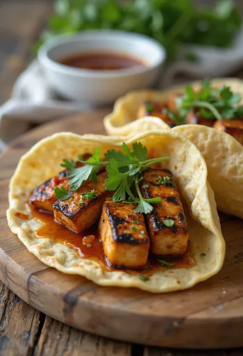 BBQ grillezett barbecue tofu wrap tálalva