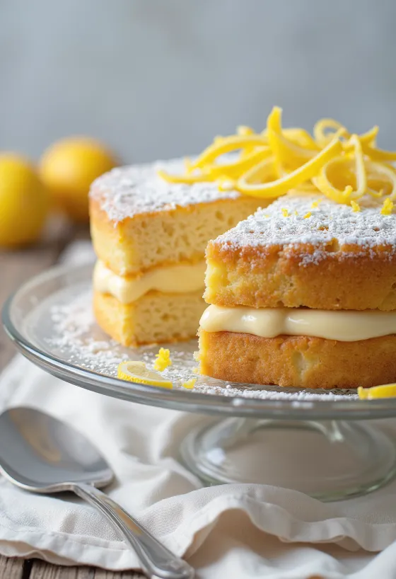 Citromos-vaníliás torta tálalva