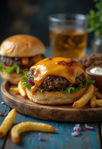 Füstölt sajt burger tálalva
